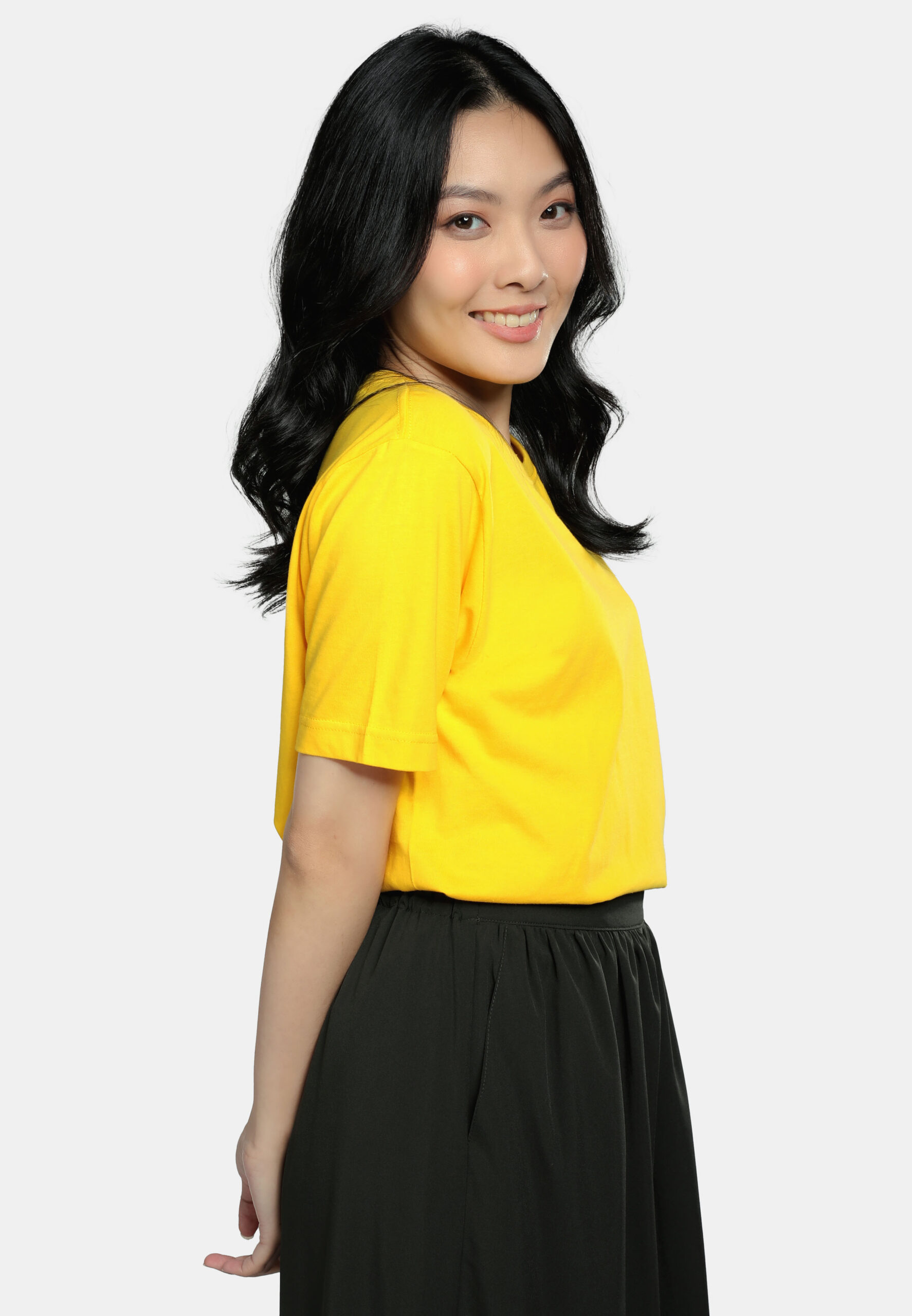 100% Cotton Round Neck (160 grams)- Yellow (P-901-03) - Image 4