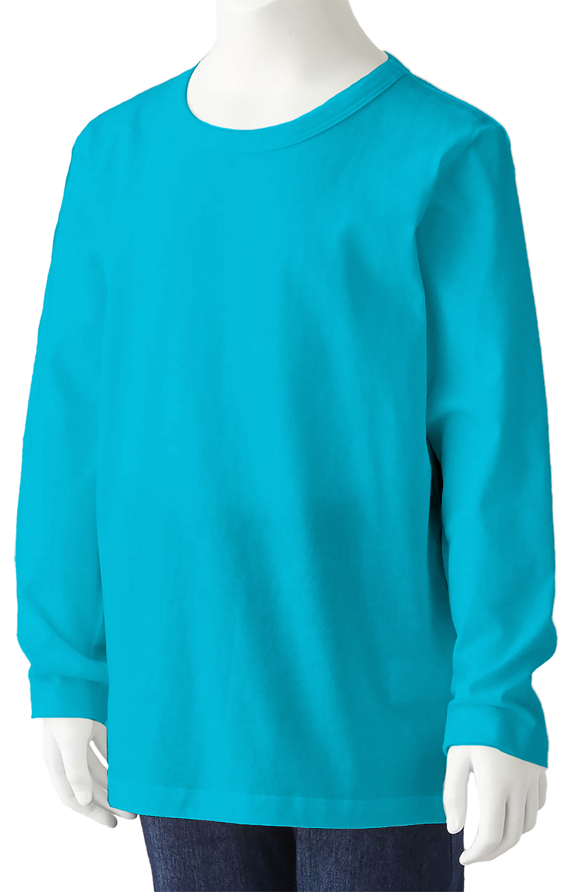 100% Cotton Long Sleeve Round Neck Kids-Turquoise (Age 1-2) - Panbasic