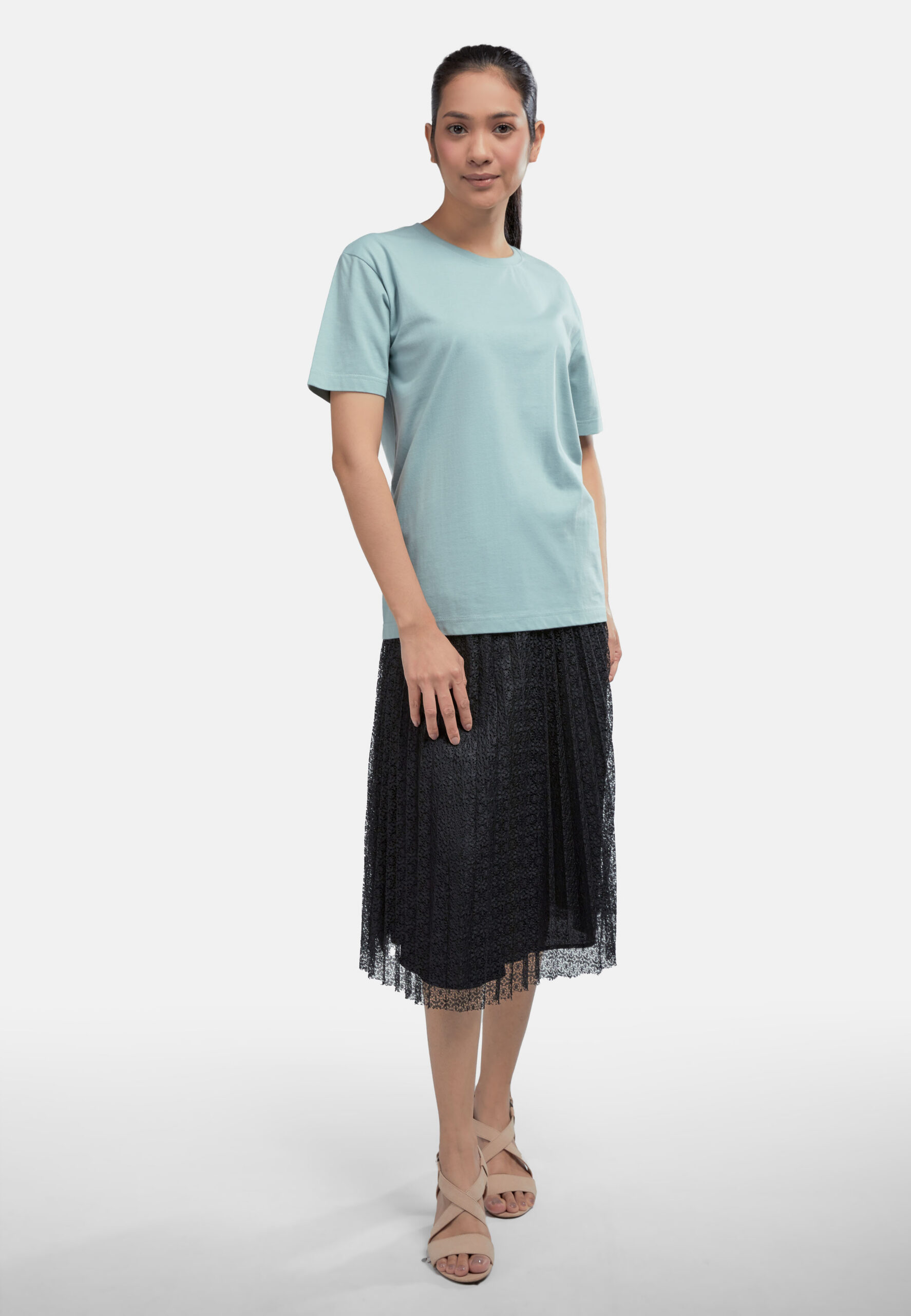 100% Cotton Round Neck (160 grams)- Blue Haze (P-901-11) - Image 6