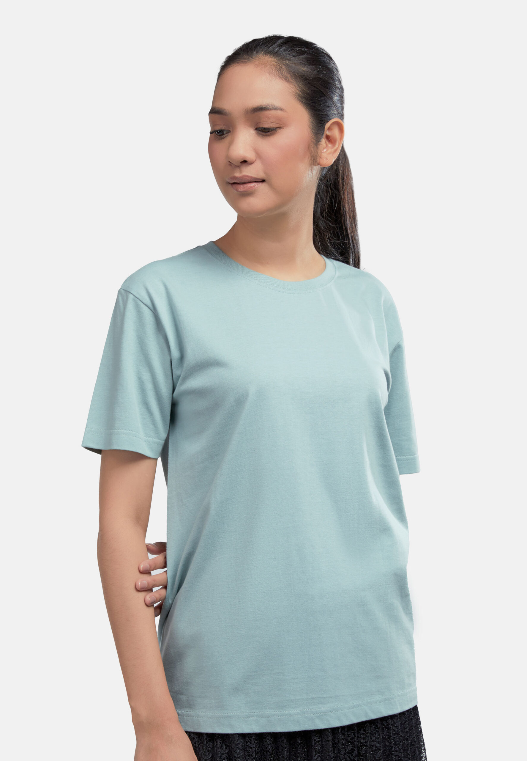 100% Cotton Round Neck (160 grams)- Blue Haze (P-901-11) - Image 8