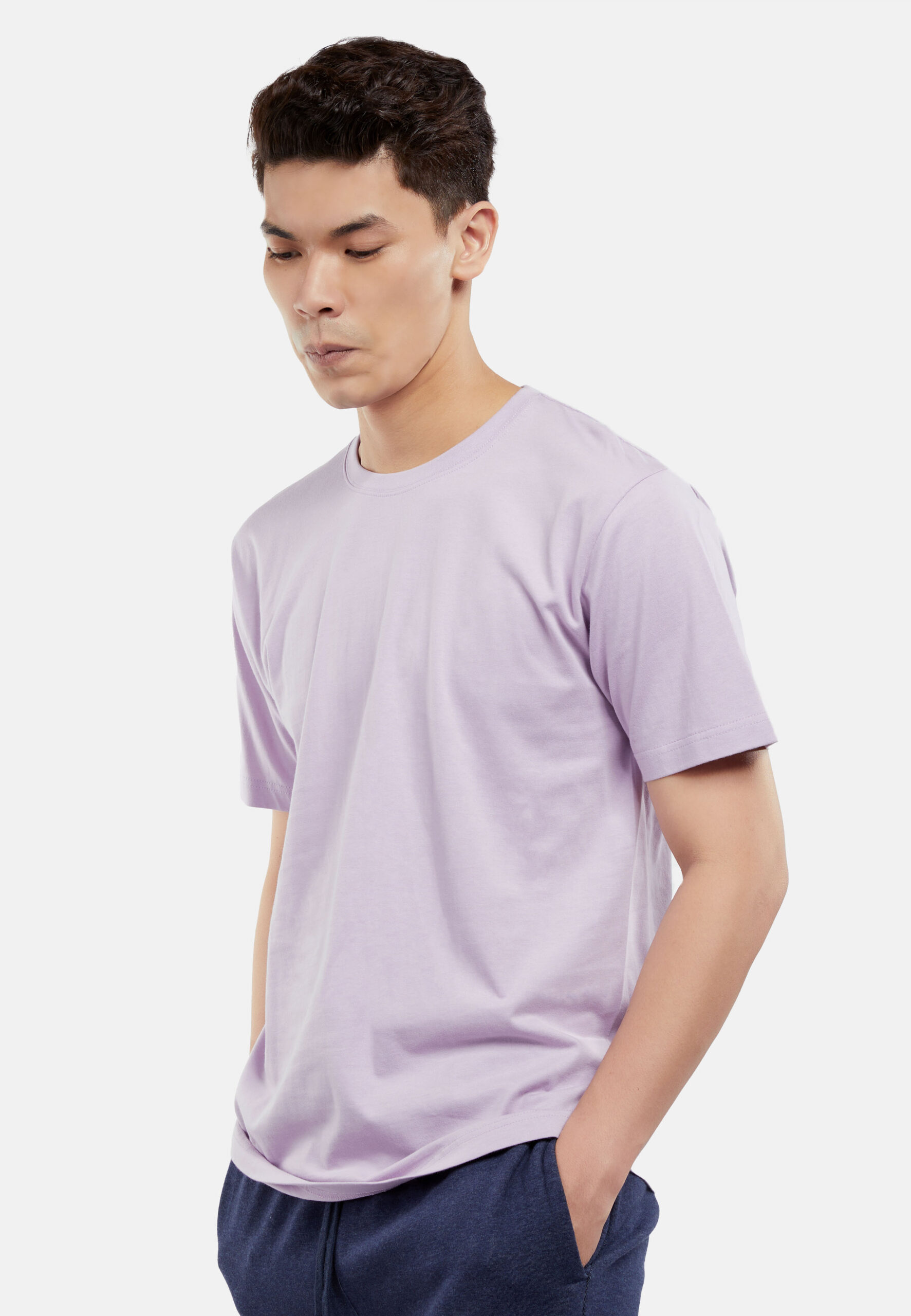 100% Cotton Round Neck (160 grams)- Light Purple (P-901-45) - Image 9