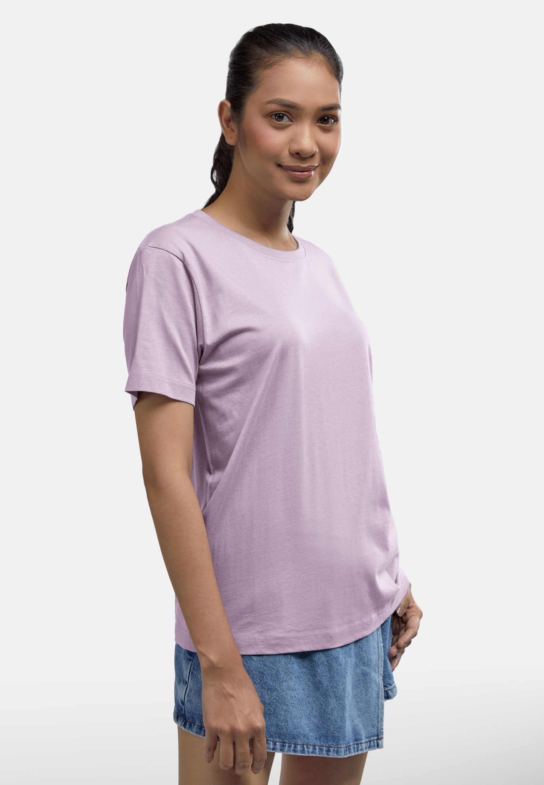 100% Cotton Round Neck (160 grams)- Light Purple (P-901-45) - Image 3