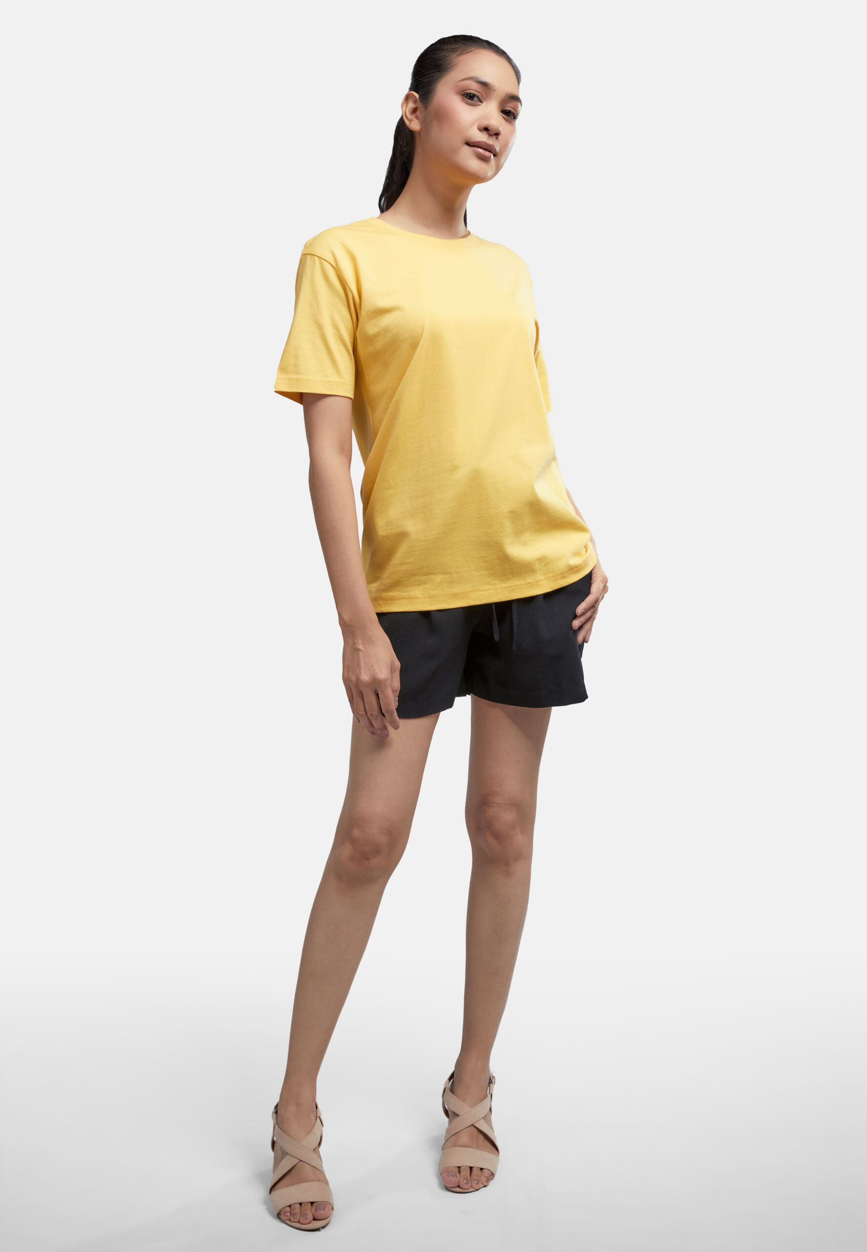 100% Cotton Round Neck (160 grams)- Light Yellow (P-901-57) - Image 6