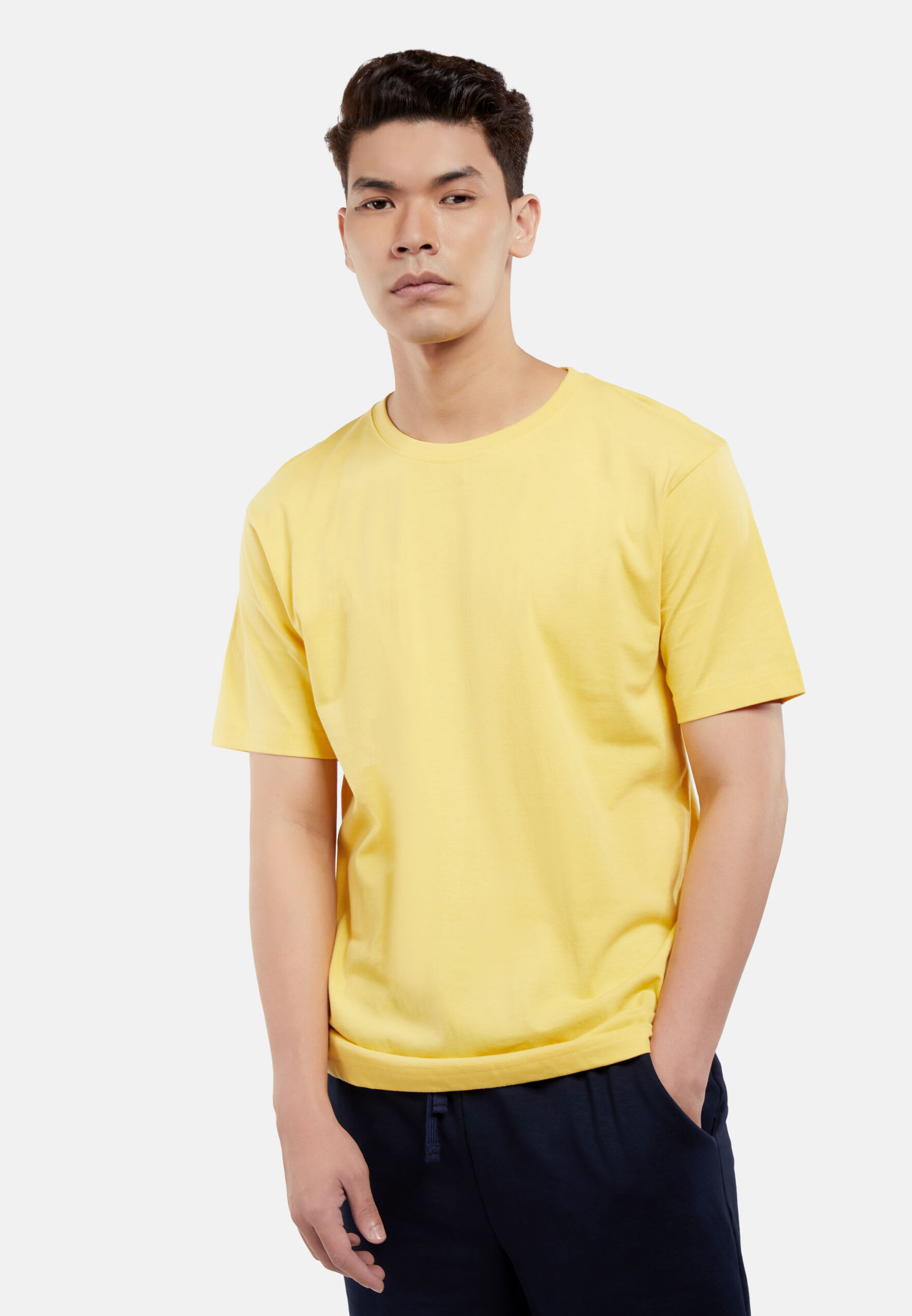 100% Cotton Round Neck (160 grams)- Light Yellow (P-901-57) - Image 3