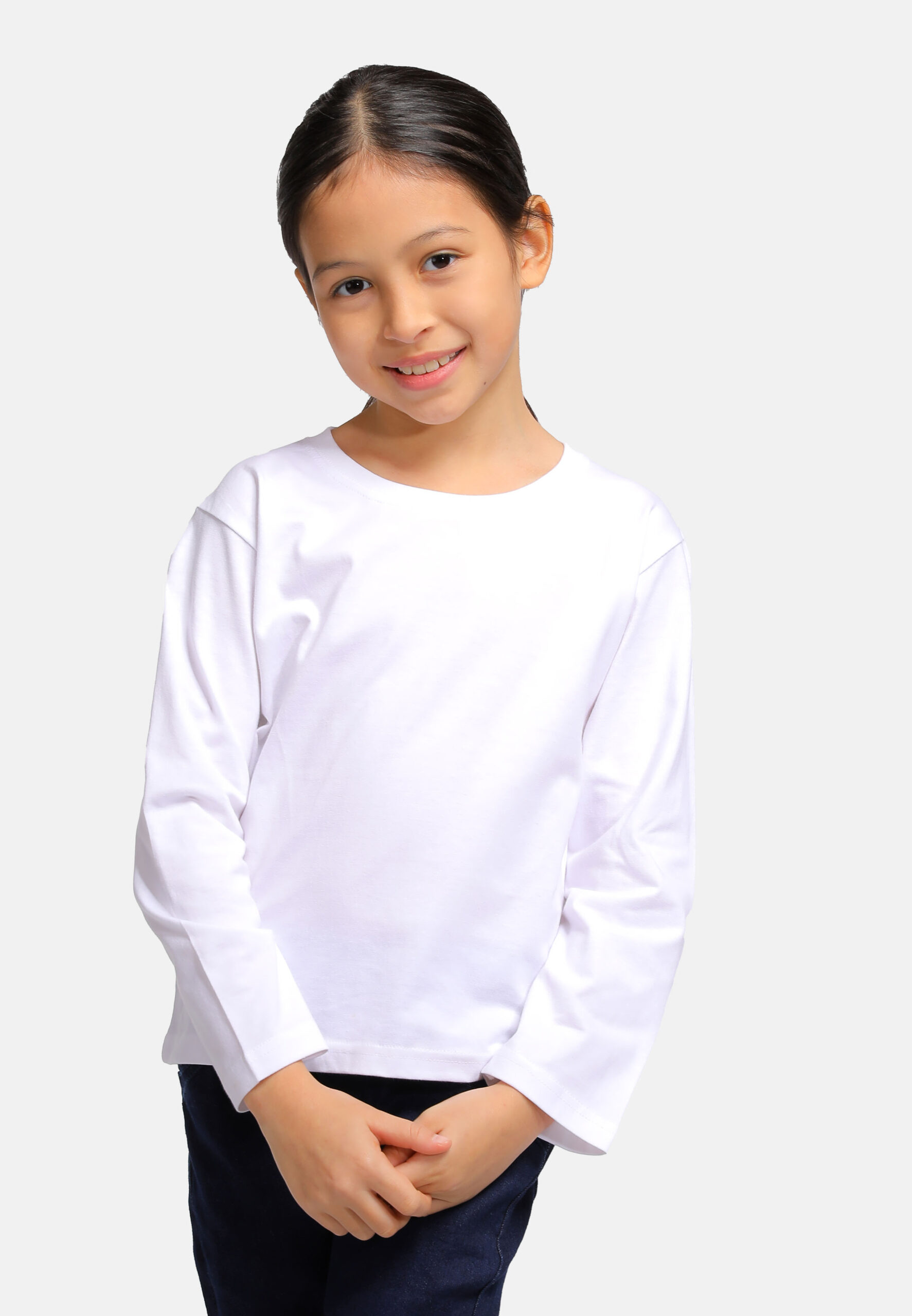 100% Cotton Long Sleeve Round Neck Kids-White (PK-601-01) - Image 6