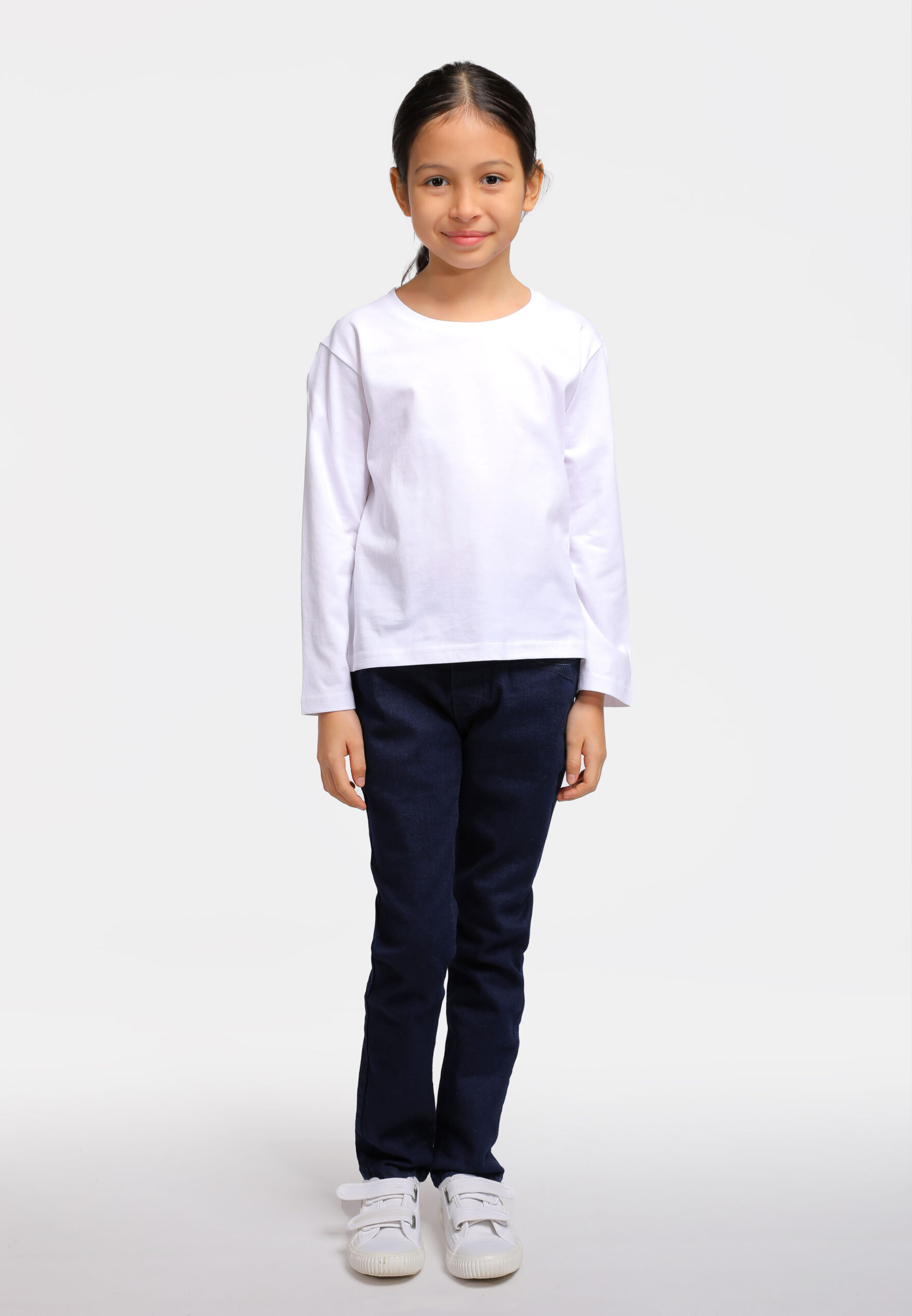 100% Cotton Long Sleeve Round Neck Kids-White (PK-601-01) - Image 7
