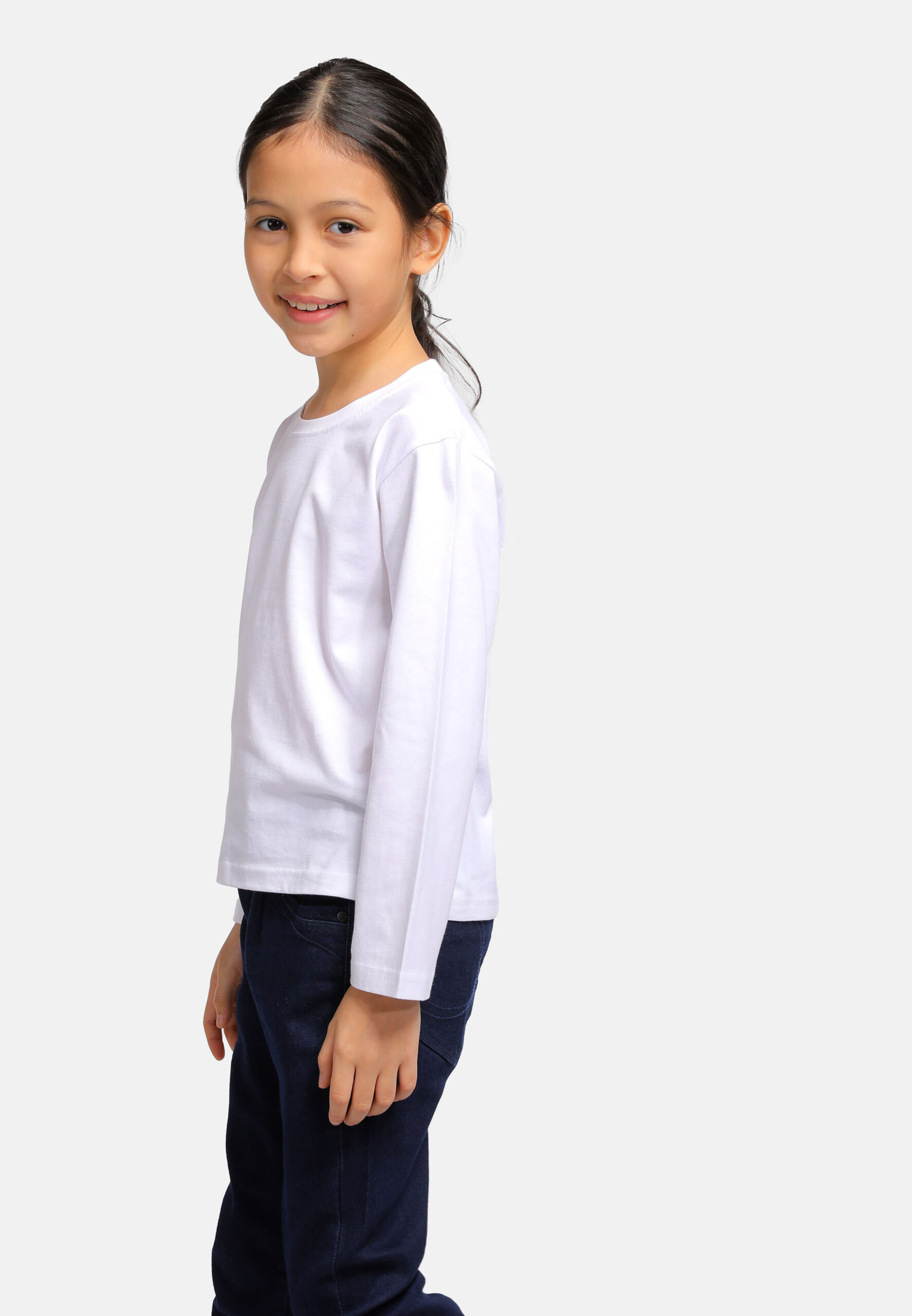 100% Cotton Long Sleeve Round Neck Kids-White (PK-601-01) - Image 9