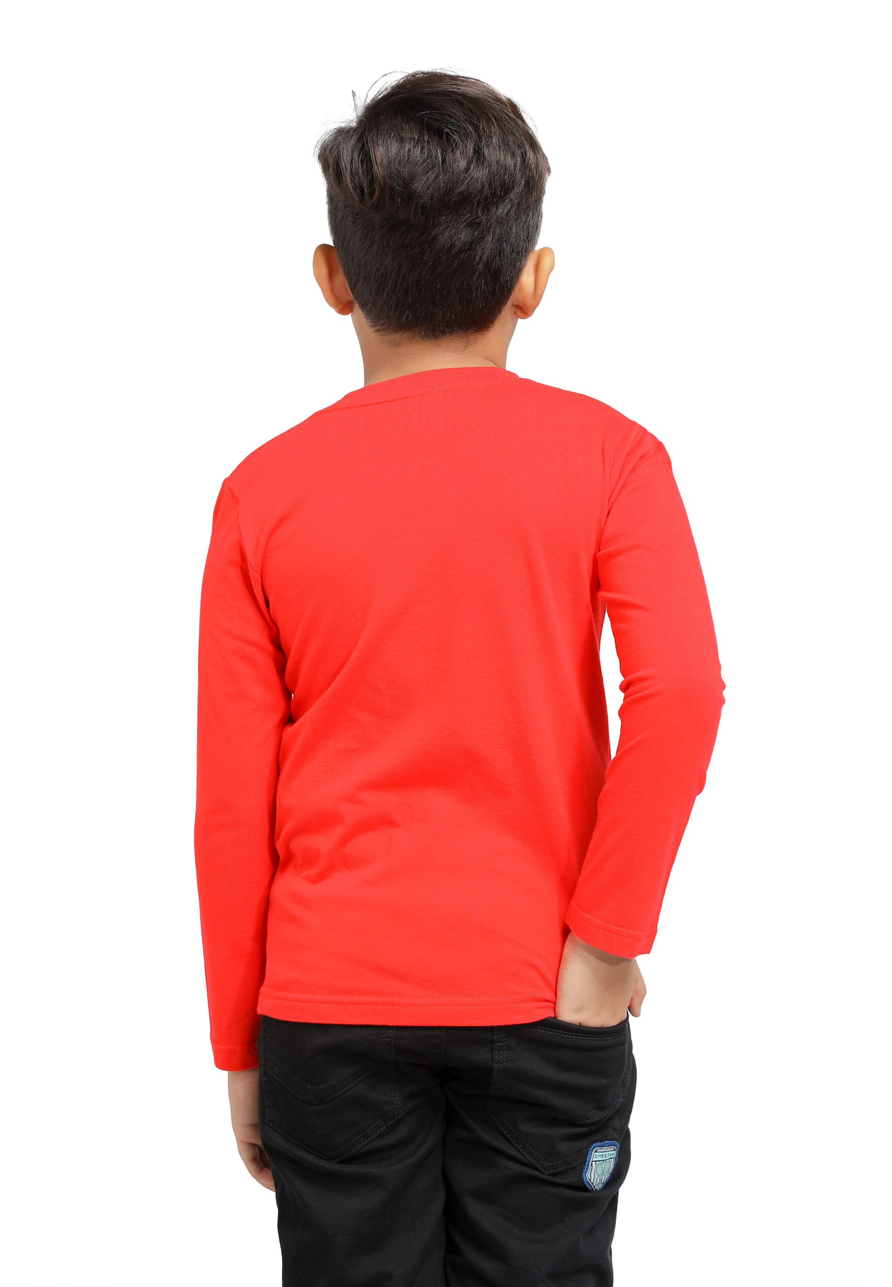 100% Cotton Long Sleeve Round Neck Kids-Red (PK-601-06) - Image 4