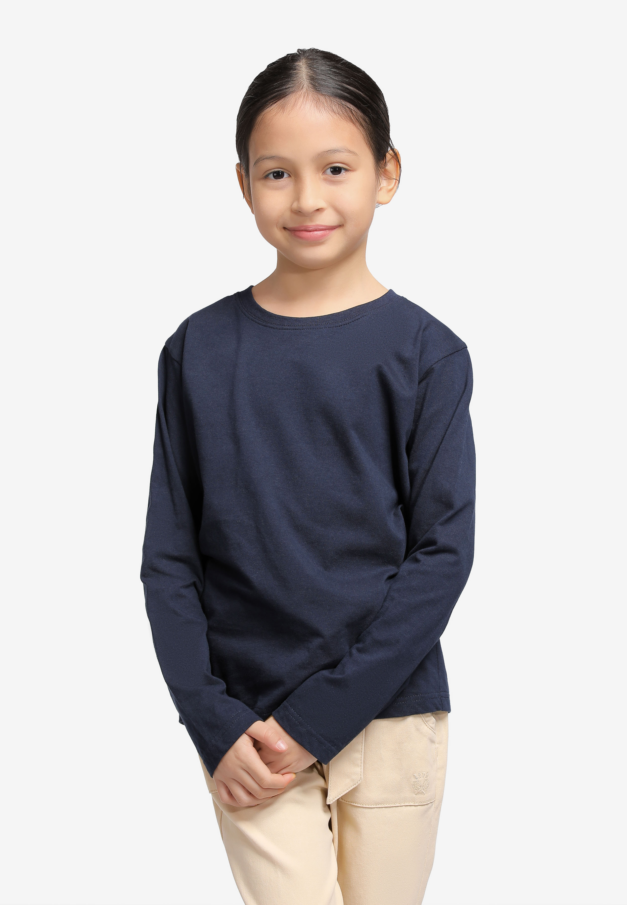 100% Cotton Long Sleeve Round Neck Kids-Navy (PK-601-08) - Panbasic