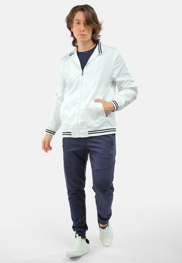 High-Neck Jacket 100% Polyester- White (P-301-01) - Panbasic