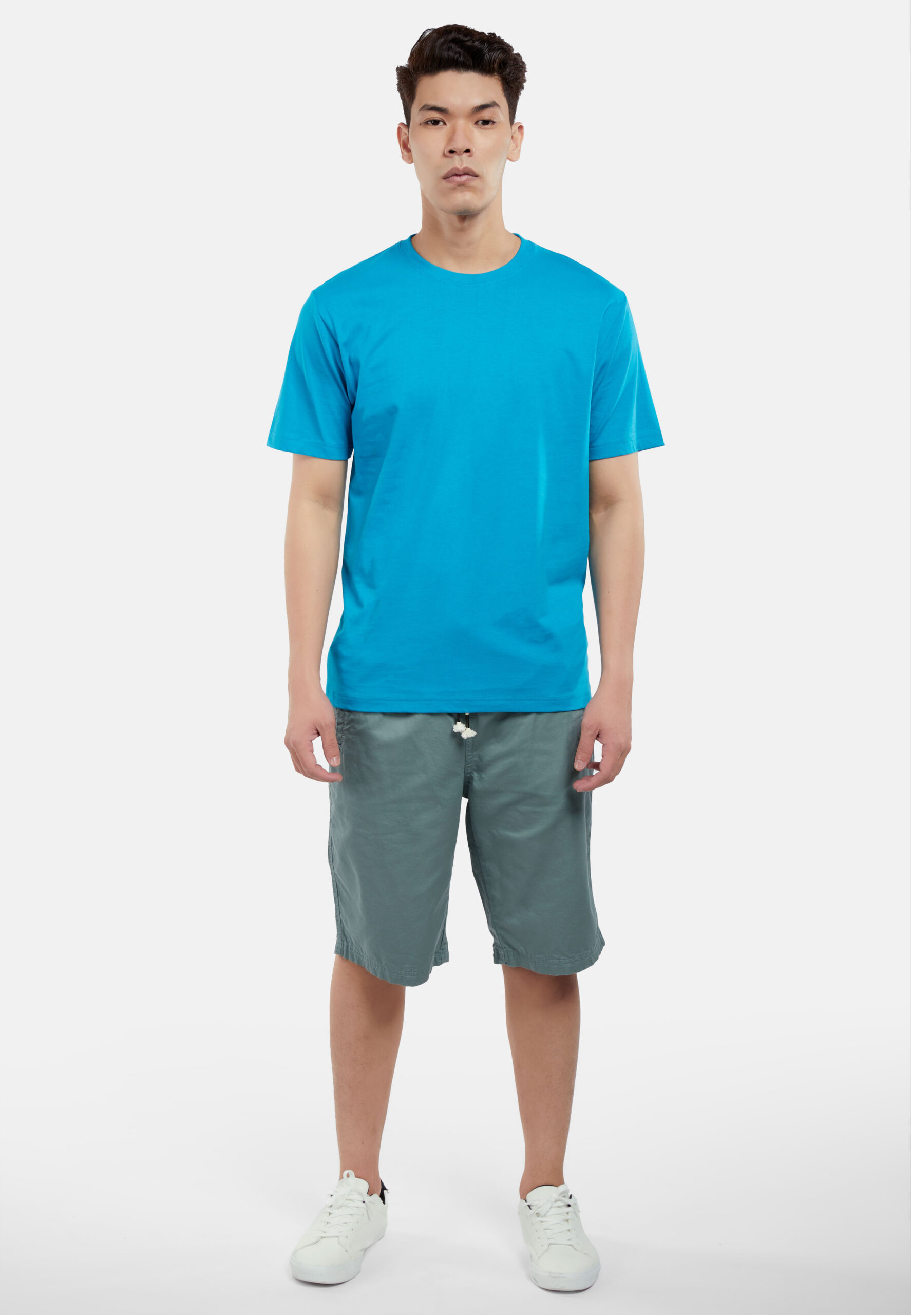 100% Cotton Round Neck (160 grams)- Aqua (P-901-15) - Image 7