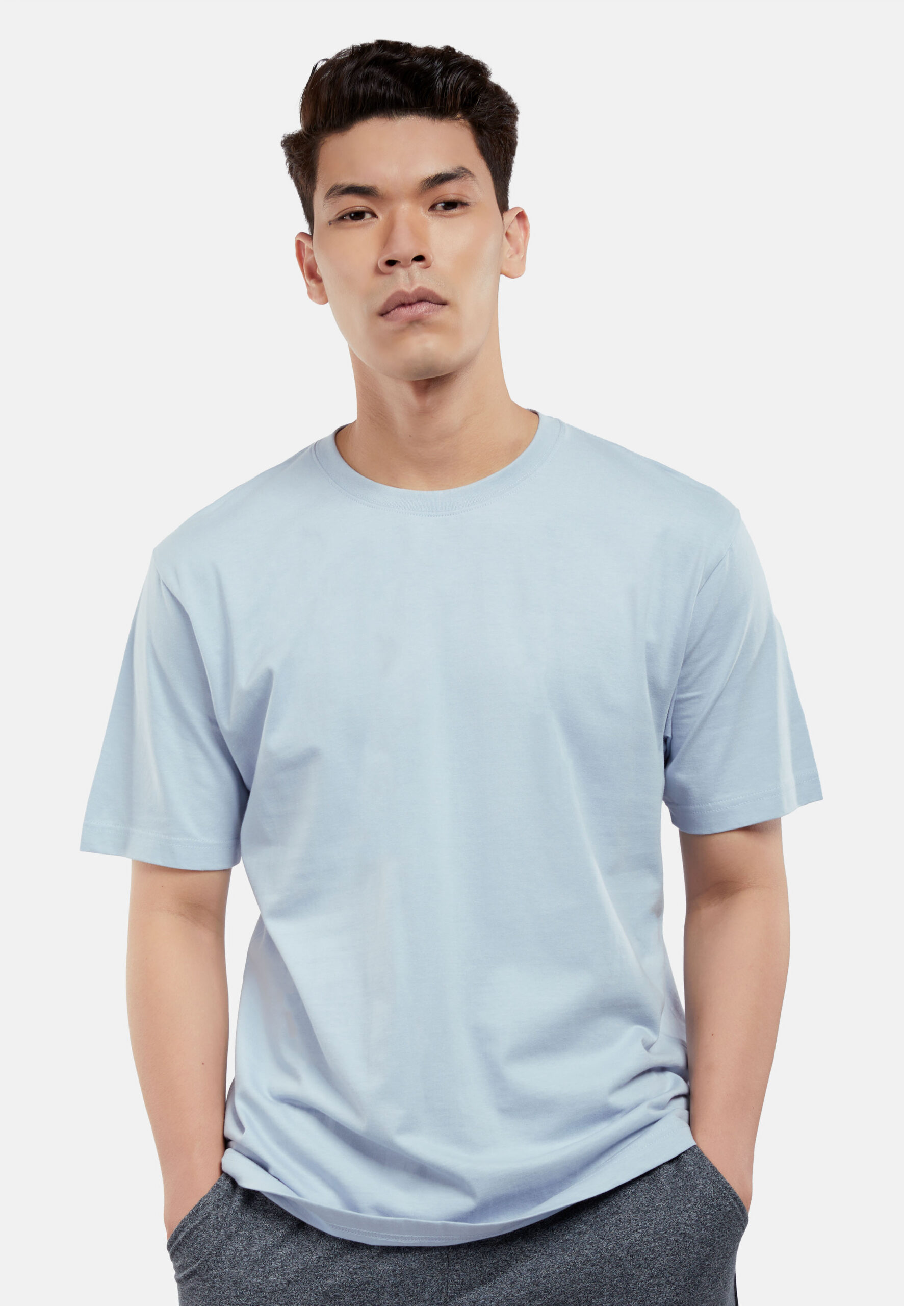 100% Cotton Round Neck (160 grams)- Light Grey (P-901-41) - Image 6