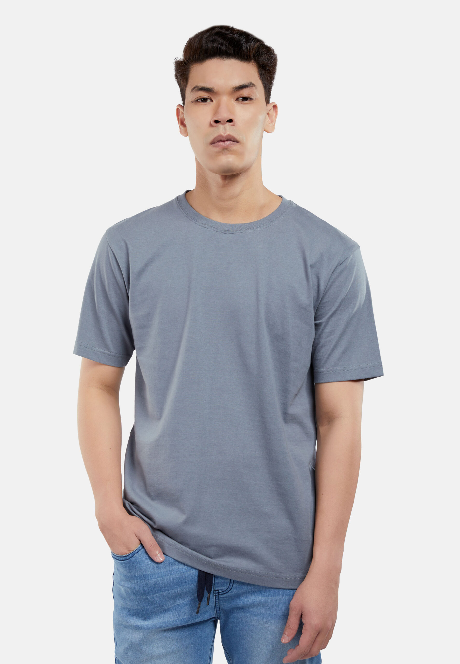 100% Cotton Round Neck (160 grams)- Knight Grey (P-901-71) - Image 6