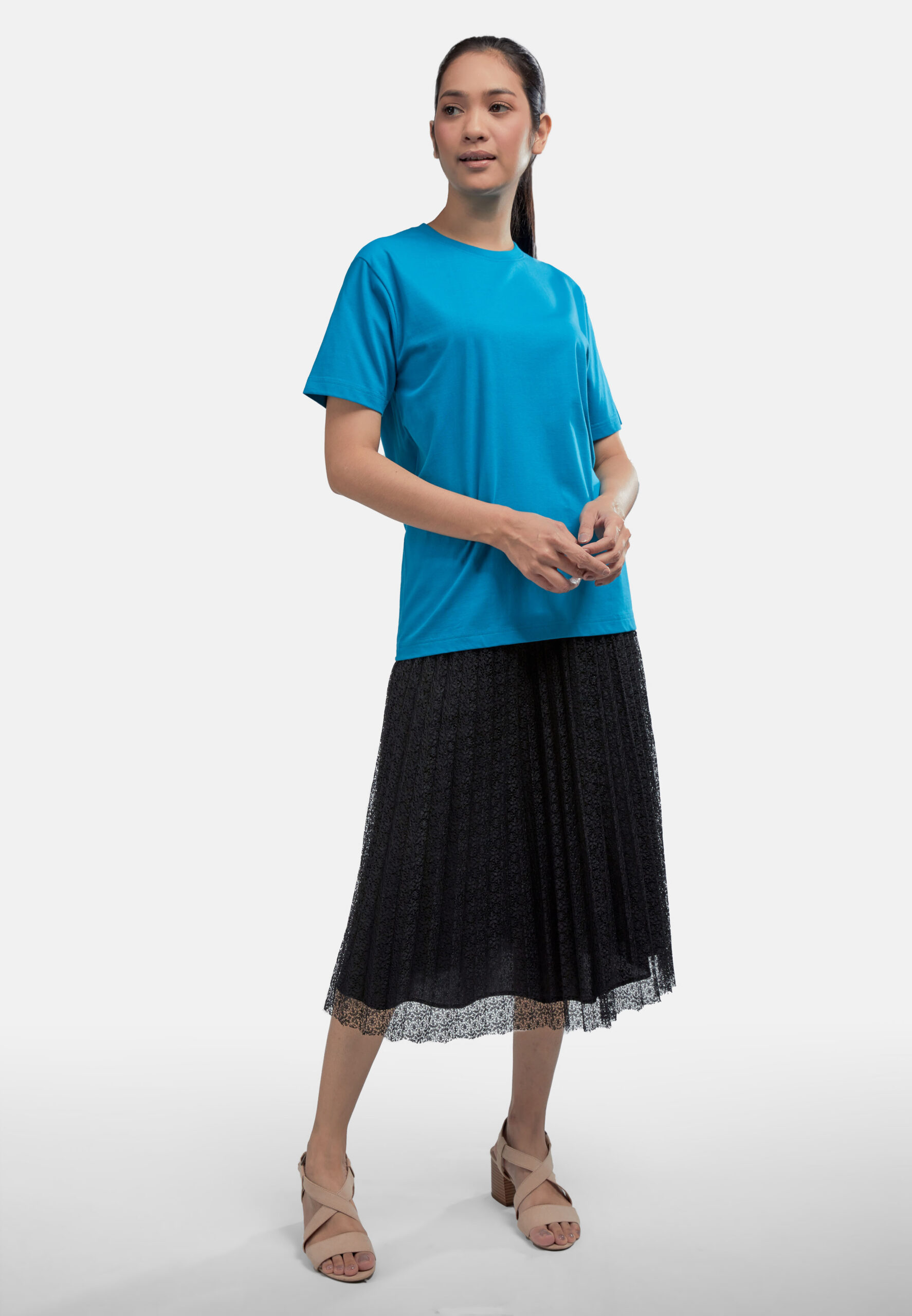 100% Cotton Round Neck (160 grams)- Aqua (P-901-15) - Image 2