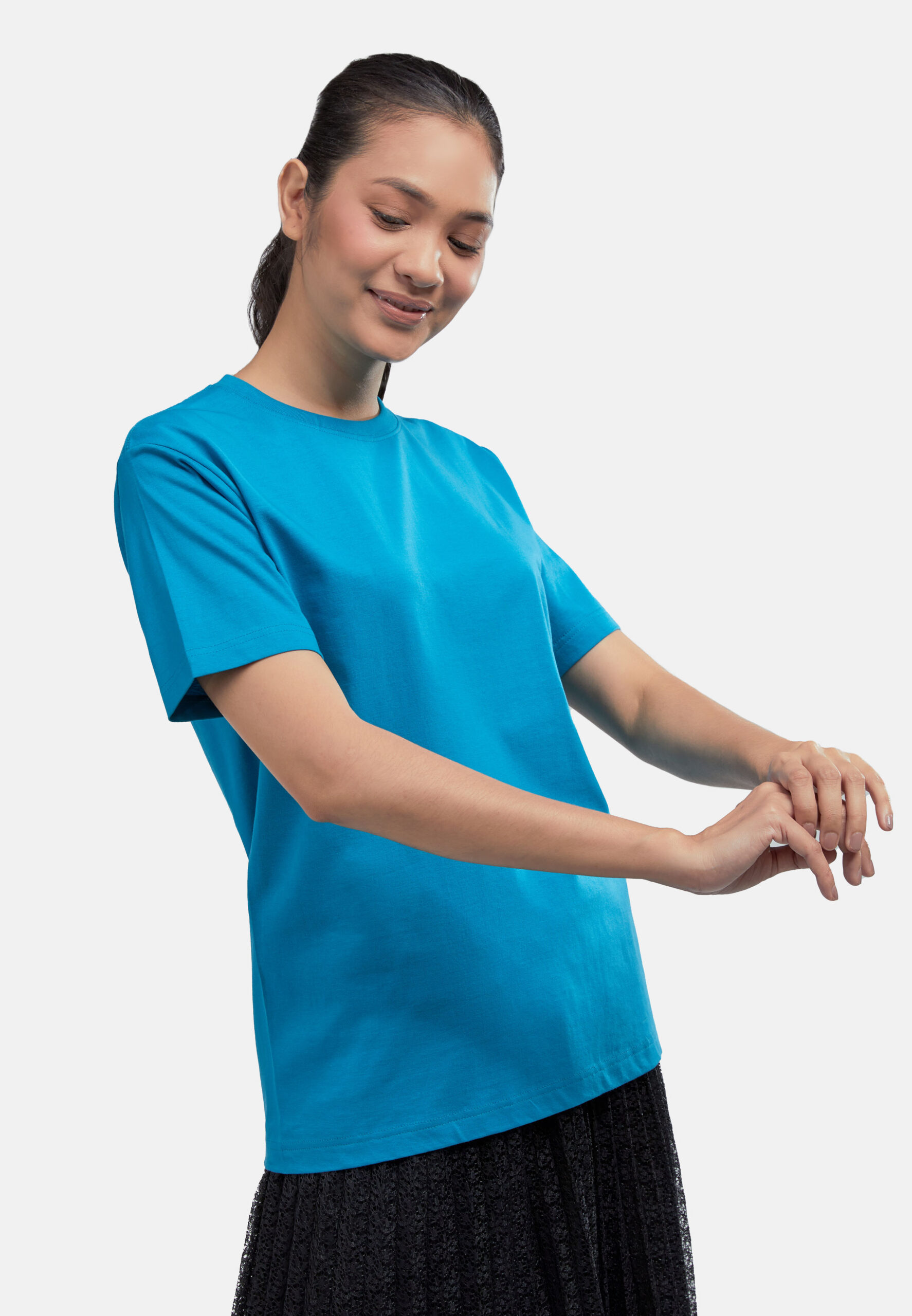 100% Cotton Round Neck (160 grams)- Aqua (P-901-15) - Image 4