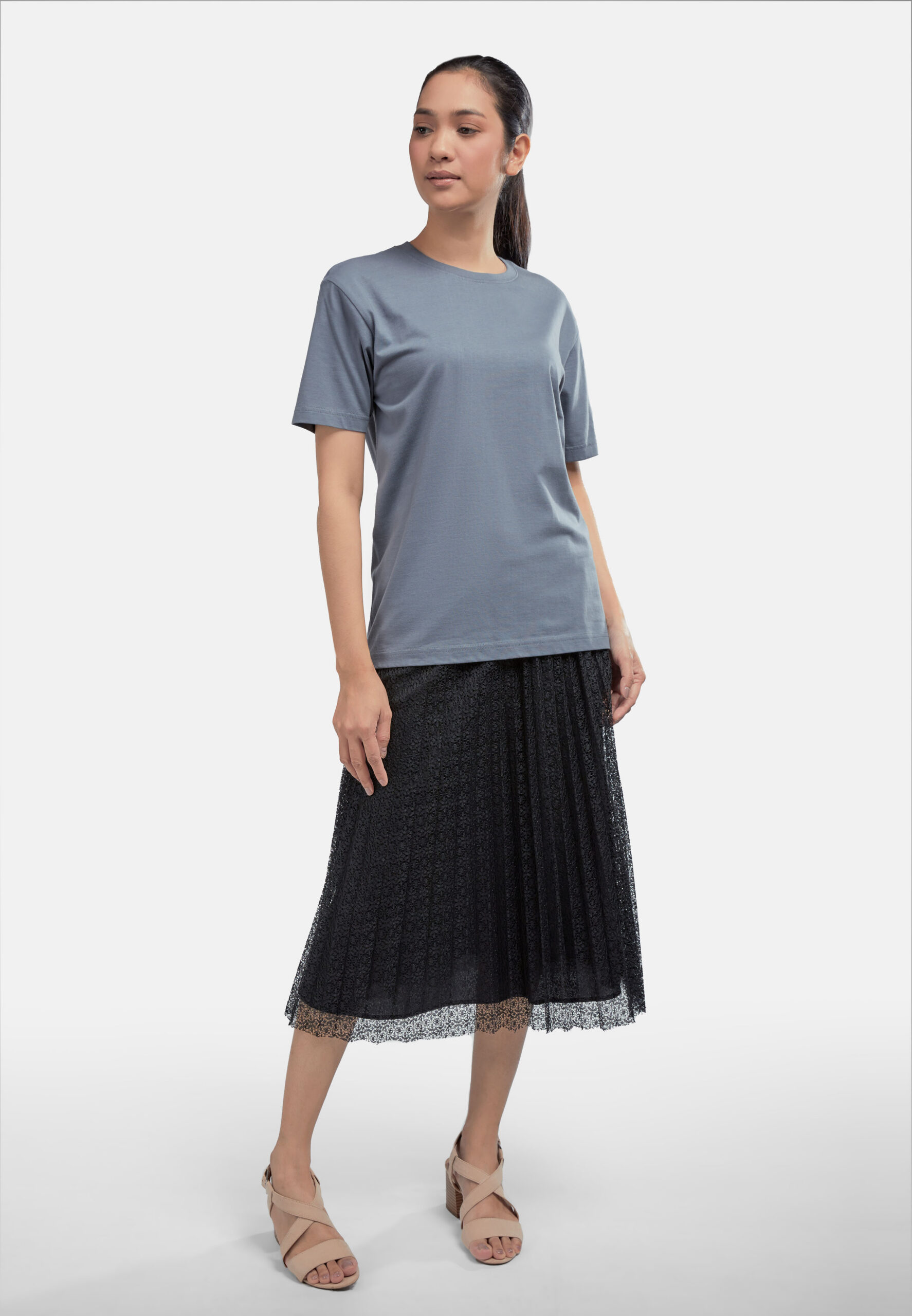 100% Cotton Round Neck (160 grams)- Knight Grey (P-901-71) - Image 2