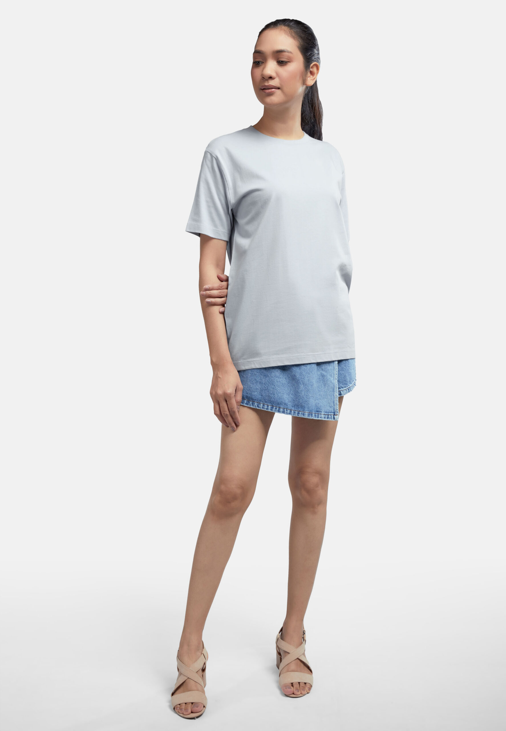 100% Cotton Round Neck (160 grams)- Light Grey (P-901-41) - Image 2